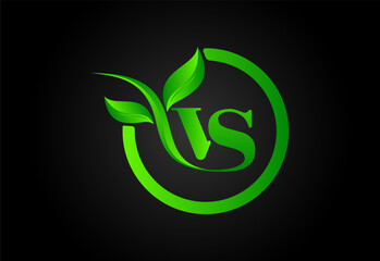 Alphabet A in a circle with 2 green leaves between circles