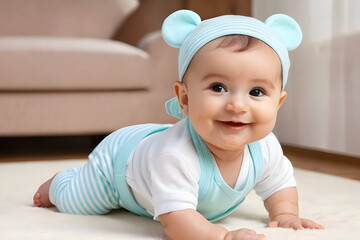 Smiling cute baby. Generative AI