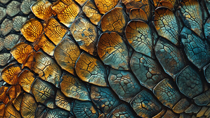 Obraz premium The lizard's scales are a natural wonder, with their intricate patterns and textures. When transformed into a geometric, textured abstract. ai generated.
