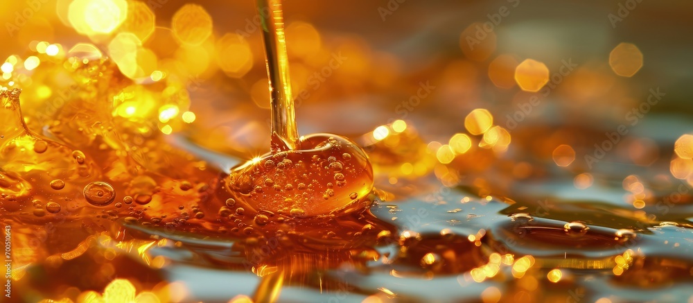 Poster honey from long storage turned from liquid to solid crystallized and solidified honey from natural i