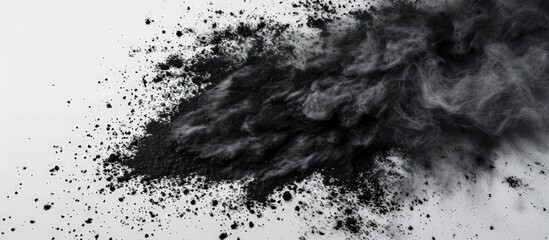 carbon powder black carbon powder for painting on white background. Creative Banner. Copyspace image - obrazy, fototapety, plakaty