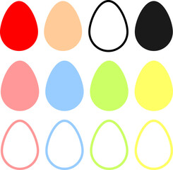 Fototapeta na wymiar Set egg icons, Easter signs on transparent background, SVG