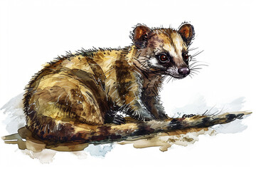 illustration design of a painting style civet cat