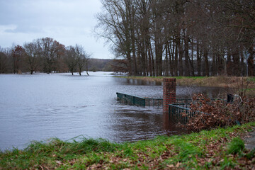 Land unter - Hochwasser in Niederlangen und Umgebung, Emsland