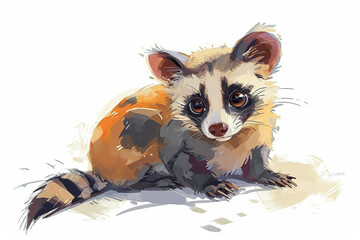 illustration design of a painting style civet cat