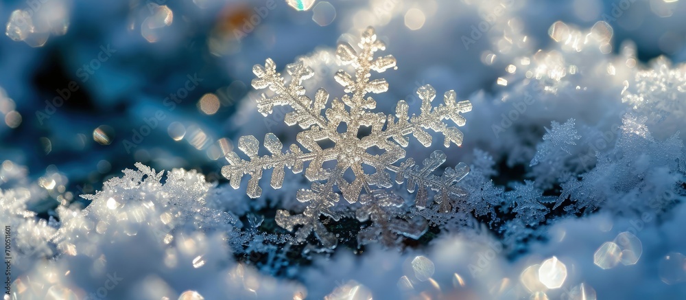 Leinwandbilder macro shot from snowflake abstract winter background. creative banner. copyspace image