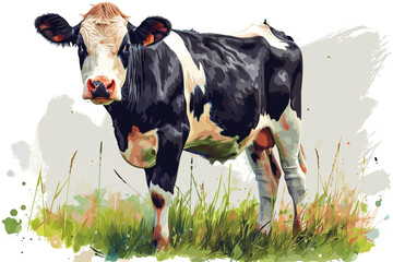 illustration design of a racing cow in painting style - obrazy, fototapety, plakaty