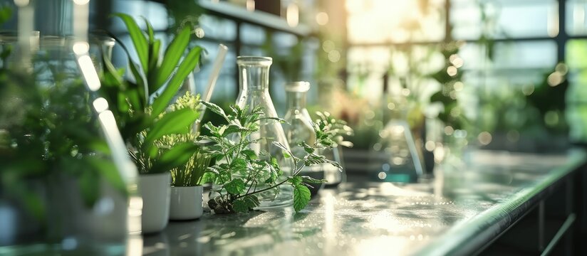 Academic laboratory exploring new methods of plant breeding. Creative Banner. Copyspace image