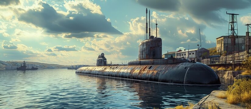 Former soviet underground submarine base in Balaklava. Creative Banner. Copyspace image