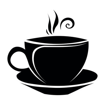 Hot drink black vector icon on white background