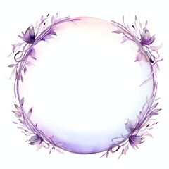 Fototapeta na wymiar circular border, boho style, white background, soft and pastel painting, purple color