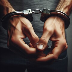 Hands in handcuffs. Generative AI