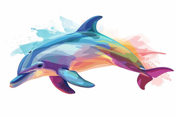 illustration design of a dolphin in painting style