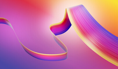 3d Wavy Flag Of Social Media Abstract Ribbon Flag, Soft Blurred Gradient Background 3d Illustration