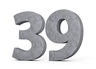 3d Concrete Number thirty nine 39 Digit Made Of Grey Concrete Stone On White Background 3d Illustration