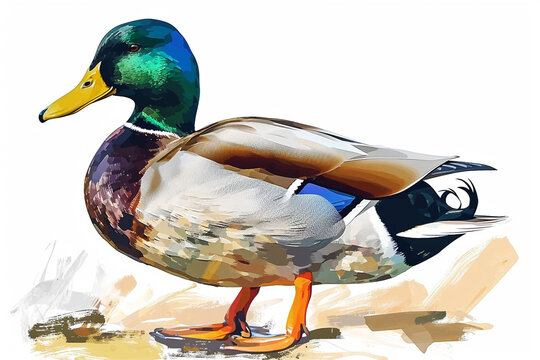 illustration design of a duck in painting style
