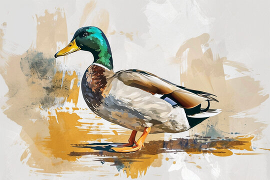 illustration design of a duck in painting style