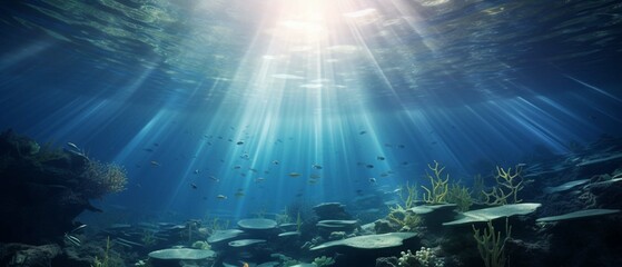 Fototapeta na wymiar underwater scene with rays