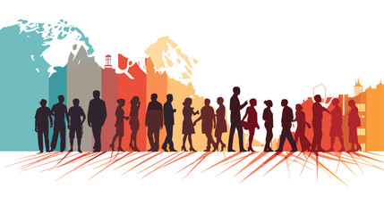 global dimension of poverty with a vector art piece featuring diverse individuals from different cultures facing economic challenges. Illustrate the universality of poverty, emphasizing the