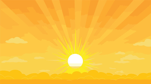 brilliance of a high noon scene in a vector scene showcasing the sun at its zenith, casting bright and clear illumination. Illustrate the clarity and intensity of sunlight