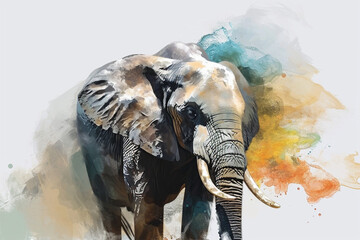 illustration design of an elephant in painting style