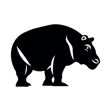 Hippo black vector icon on white background