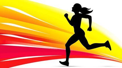 Fototapeta na wymiar The dynamic silhouette style features a female runner in action. Running concept.AI generated.