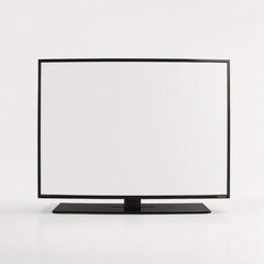 Flache Designillustration eines Monitors für Computer oder Fernseher. Schwarzer Rahmen mit leerem weißen Bildschirm zum Hinzufügen von Text oder Bild. Isoliert auf weißem Hintergrund, Vektor