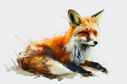 illustration design of a painting style fox