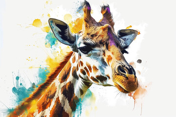 Naklejki  illustration design of a giraffe in painting style