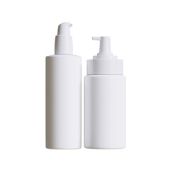 Cosmetic bottle cream or container with pump dispenser isolated on white background. Plastic cream tube. Cosmetic packaging mock up rendering illustration