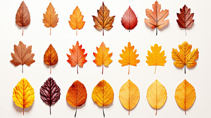 set of autumn leaves HD 8K wallpaper Stock Photographic Image 