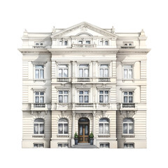 Fototapeta premium Building front view. Watercolor illustration hand paint style isolated. Perfect for design decoration.