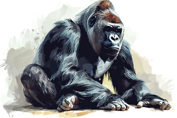 illustration design of a painting style gorilla - obrazy, fototapety, plakaty