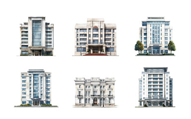 Building front view. Watercolor illustration hand paint style isolated.  Perfect for design decoration.