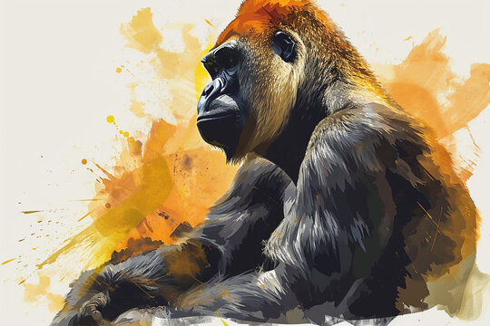 illustration design of a painting style gorilla