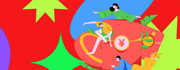 Internet financial management investment flat vector concept operation hand drawn illustration
