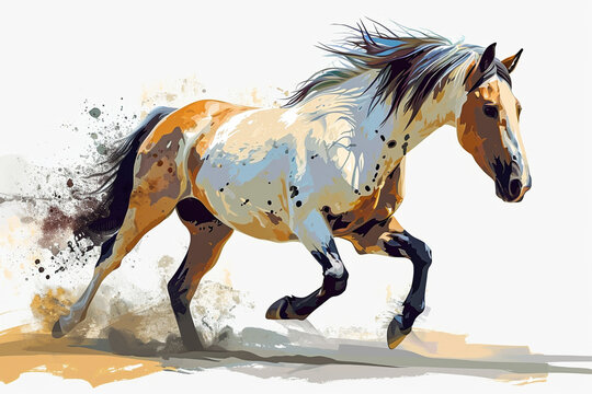 illustration design of a horse in painting style