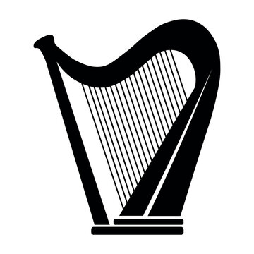 Harp black vector icon on white background