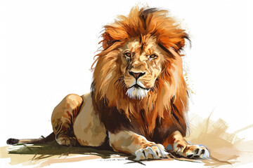 illustration design of a painting style lion