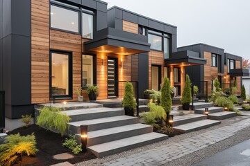 Contemporary Modular Private Townhouses. Stunning Residential Architecture Exterior Design