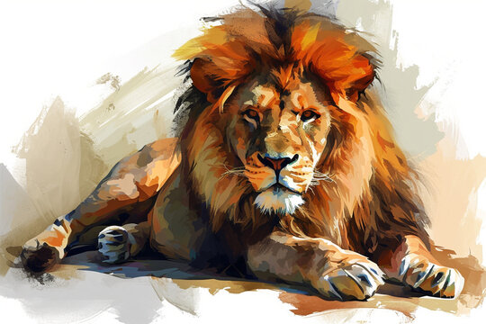 illustration design of a painting style lion