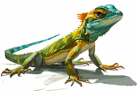 illustration design of a chameleon painting style