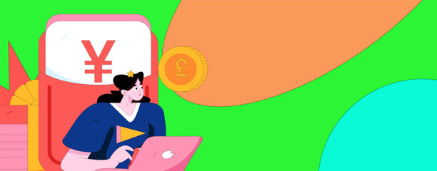 Internet financial management investment flat vector concept operation hand drawn illustration
