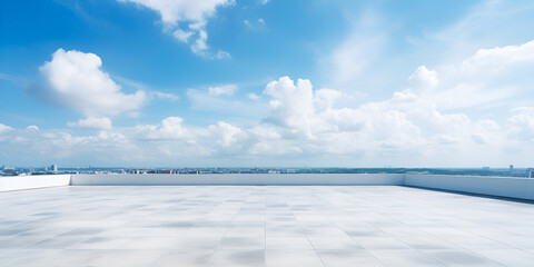 Beautiful Modern Concrete Roof Top Overlooking The City Photo Background