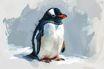 illustration design of a penguin painting style - obrazy, fototapety, plakaty