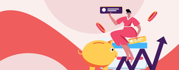 Internet financial management investment flat vector concept operation hand drawn illustration
