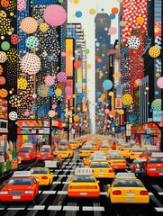 a street with many colorful balloons - obrazy, fototapety, plakaty