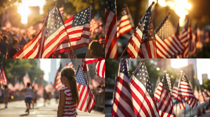 american flag and flags - obrazy, fototapety, plakaty