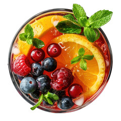 Fruit Cocktail from Top View Isolated on Transparent or White Background, PNG